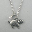 Happy Pig Silver Toned Chain Necklace (EC-NEC901) Happy Pig Silver Toned Chain Necklace (EC-NEC901)