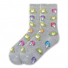 Frogs with Mushrooms Gray Womens Crew Socks (E-SOX401)