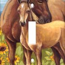 Horses In Sunflowers Single Switchplate Cover New Handcrafted USA