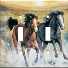    Horses In Surf Double Switchplate New Handcrafted USA
