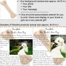 Personalized artwork: dog bone design + your photo + your message