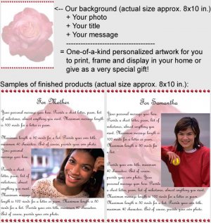 Personalized artwork: rose design + your photo + your message