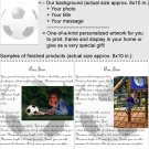 Personalized artwork: soccer design + your photo + your message