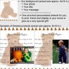 Personalized artwork: teddy bear design + your photo + your message