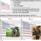 Personalized artwork: US flag design + your photo + your message