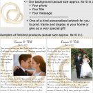 Personalized artwork: wedding rings design + your photo + your message