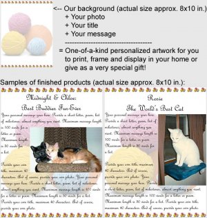 Personalized artwork: yarn (cat) design + your photo + your message