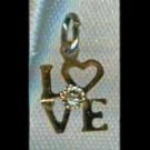 Gold-plated sterling silver LOVE pendant/charm with cubic zirconia (no chain)
