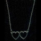Pendant/necklace with chain: Sterling silver double heart from 1970s