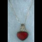 Pendant/necklace with chain: sterling silver + marcasite + garnet heart