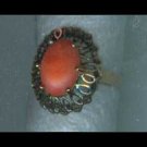 14k gold ring with coral stone