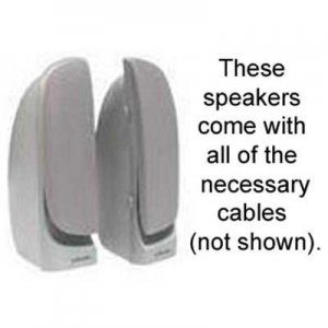 Hewlett Packard HP/Polk Audio stereo speakers (left and right) with cables
