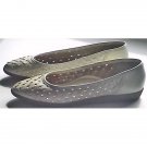 Shoes - white leather flats - woven design - size 8.5 B
