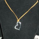 Silver Tone Heart with Tan Soft Suede Choker Necklace