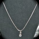Vintage .925 Silver Pendant with Light Blue Stone & 30 Inch vermeil Serpentine Chain