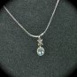 Vintage .925 Silver Pendant with Light Blue Stone & 30 Inch vermeil Serpentine Chain