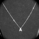 Silver Letter A pendant with white stones & 18 inch .925 marked chain