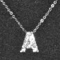 Silver Letter A pendant with white stones & 18 inch .925 marked chain