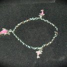 Designer Bracelet Silver Tone & Pink Dolphins