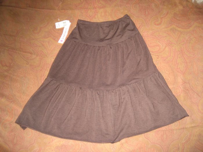 New Brown Juniors Ruffle Jersey Skirt Medium . W/TAGS