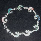 Girls Multicolored Shell Half Moon & Stars Bracelet Free Ship U.S. Mainland Only