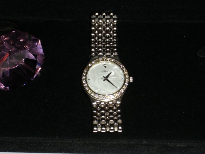 CTNY Designer Mens Wristwatch White Pearl Face & Diamond