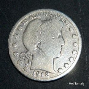 1912-S BARBER SOLID 90% SILVER HALF DOLLAR S mint d7