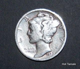 1939-D Mercury Silver Dime XF