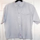 Anchor blue Grey & White Mens Short Sleeve Button up shirt Pre-Washed