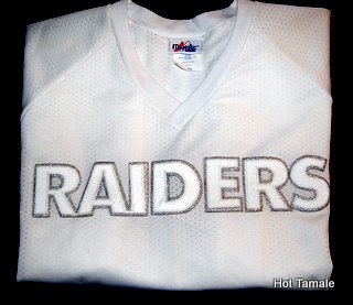 Raiders WHITE SHORT SLEEVE JERSEY MAJESTIC JERSEY WITH SEWED ON RAIDERS WITH SILVER TRIM 2XL