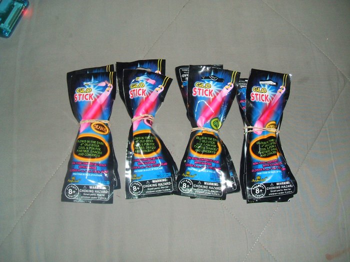 Ten Imperial 4 Inch Assorted Color GLO STICKS New with Hanger