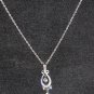Silver Chain and Pendant with White Stones