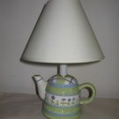 Spring Flowers Green Purple White Porcelain Teapot Lamp