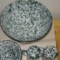 Green & White Enamelware Popcorn Bowls, S&P Shakers