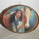 Indian Maiden w/Horse Print on Wood Slab