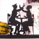 Couple Having a Toast Bon Voyage Wood Silhouette