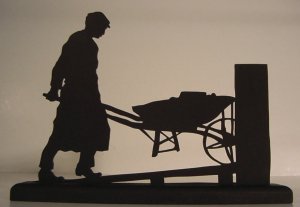 A Workman Brings Supplies to the Work Site Decorative Wood Silhouette
