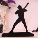 Decorative Baseball Batter Waiting for the Pitch Wood Silhouette