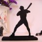 Decorative Baseball Batter Waiting for the Pitch Wood Silhouette