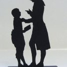 Teacher and Pupil Hand-cut Decorative Wood Silhouette Early America