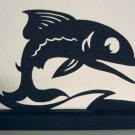 Fish leaping over the waves decorative silhouette.