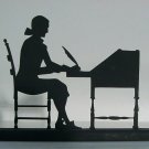 Man Writing at Desk with Quill Decorative Silhouette-Early America Era