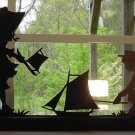 Boy, Girl Playing With Toy Boats Hand-cut Decorative Wood Silhouette