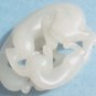 Nephrite Mutton Fat Jade Chinese Facing Cats Carving Turn of Century