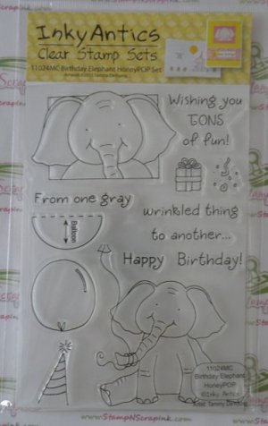 Inky Antics - Clear Stamp Set - Birthday Elephant HoneyPOP