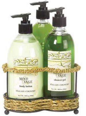 Wholesale Mint & Sage Bath Set-Wire Stand