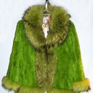 8117-Rex Rabbit Fur Coat with Raccoon Dog Collar
