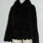 8133-Black Plucked Rabbit Fur Jacket with Fox Collar