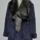 8137-Plucked Rabbit Fur Coat BlueFrostFox Collar