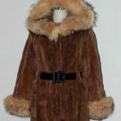 8141-Rex Rabbit Coat RaccoonDog Trim on Hood